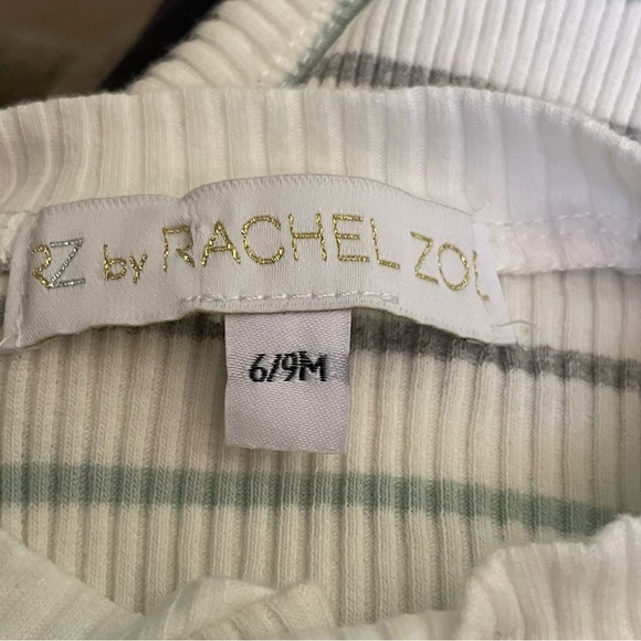 RZ by Rachel Zoe Striped Cream/gray/green Kids Onesie w/cuffed sleeve  6-9 mo - Picture 7 of 8